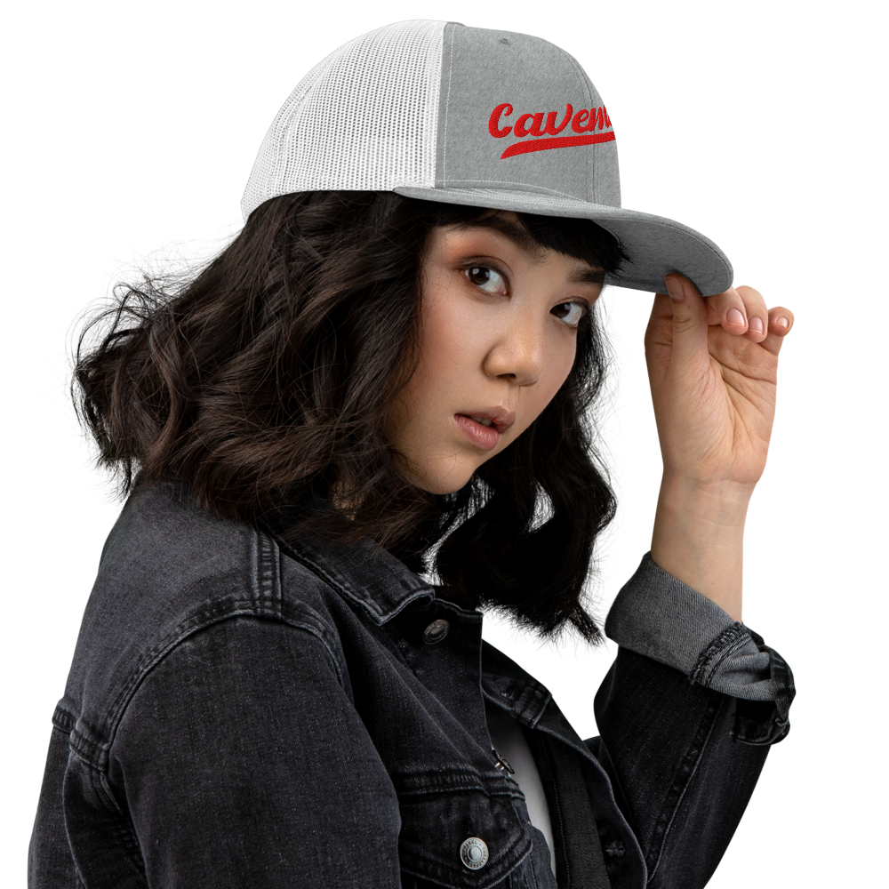 American Fork Cavemen Design 13 — Heather Grey/White