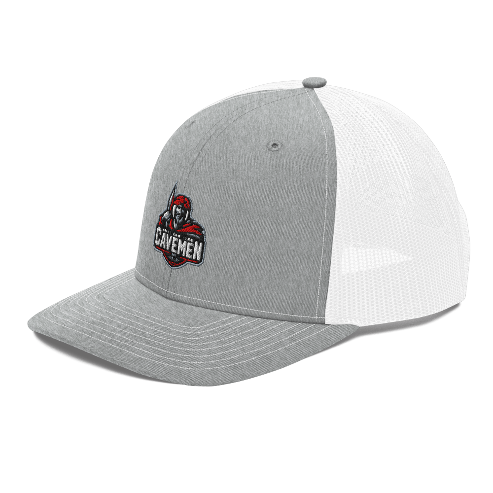 American Fork Cavemen Design 4 — Heather Grey/White